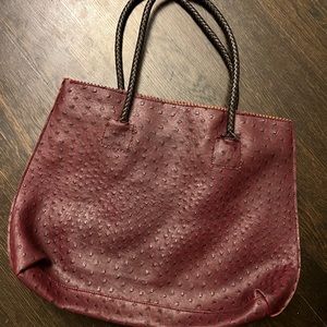 Purple Ostrich Leather Tote Bag